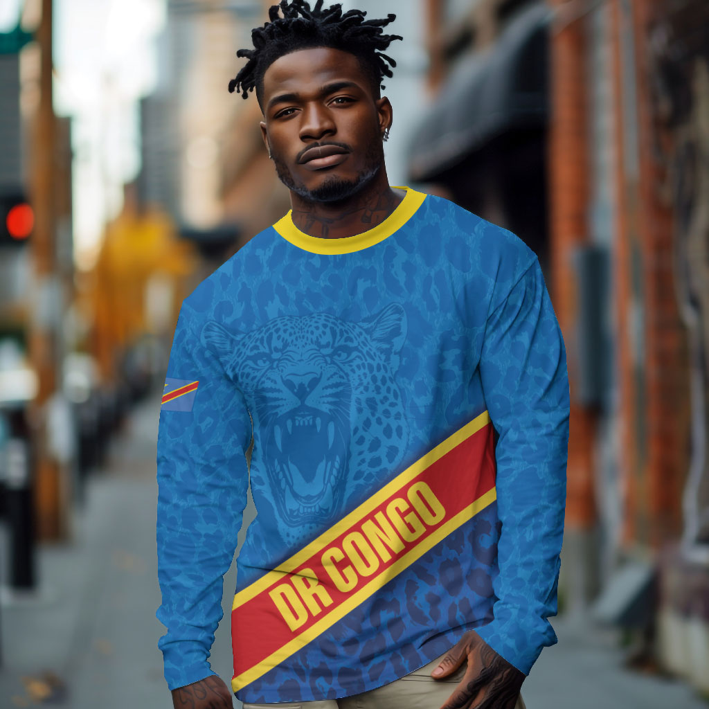 DR Congo Basketball Custom Long Sleeve Shirt 2026 Go Leopards
