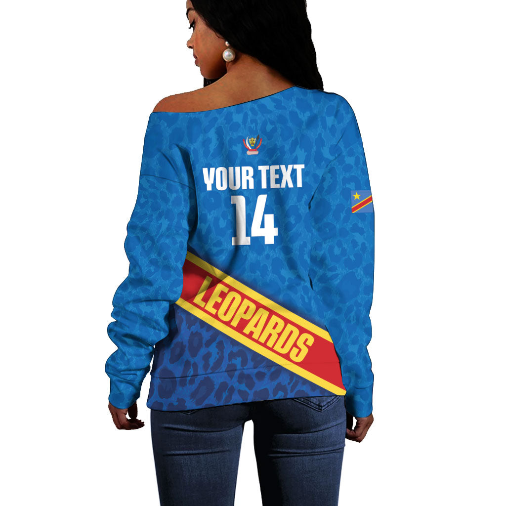 DR Congo Basketball Custom Off Shoulder Sweater 2026 Go Leopards