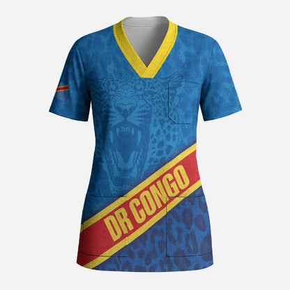 DR Congo Basketball Custom Scrub Top 2026 Go Leopards
