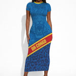 DR Congo Basketball Custom Short Sleeve Bodycon Dress 2026 Go Leopards