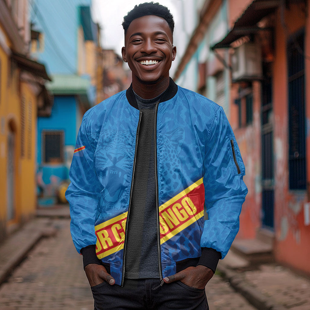DR Congo Basketball Custom Sleeve Zip Bomber Jacket 2026 Go Leopards