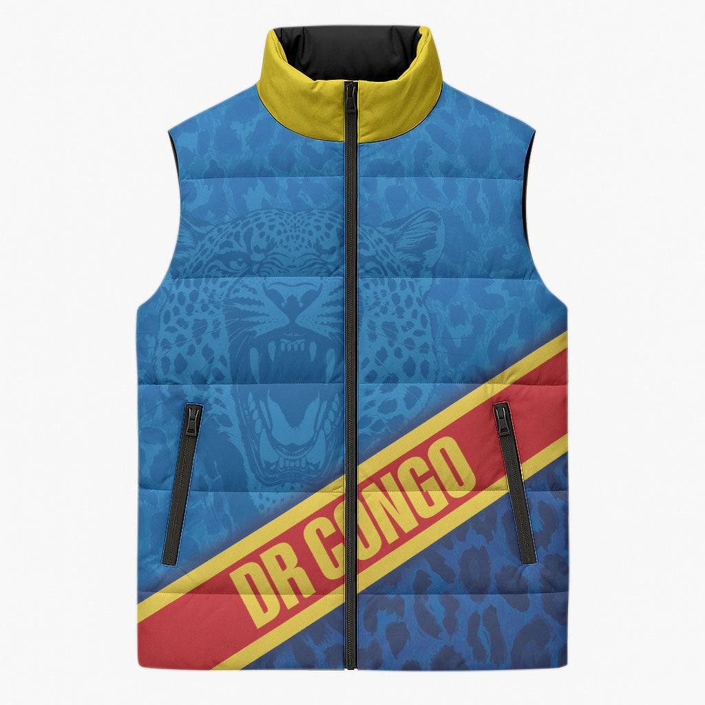DR Congo Basketball Custom Sleeveless Puffer Jacket 2026 Go Leopards