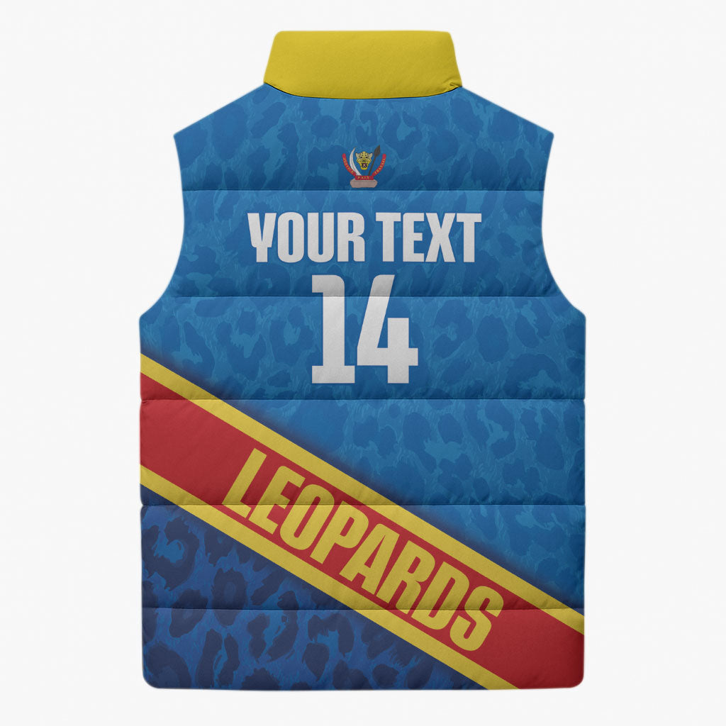 DR Congo Basketball Custom Sleeveless Puffer Jacket 2026 Go Leopards