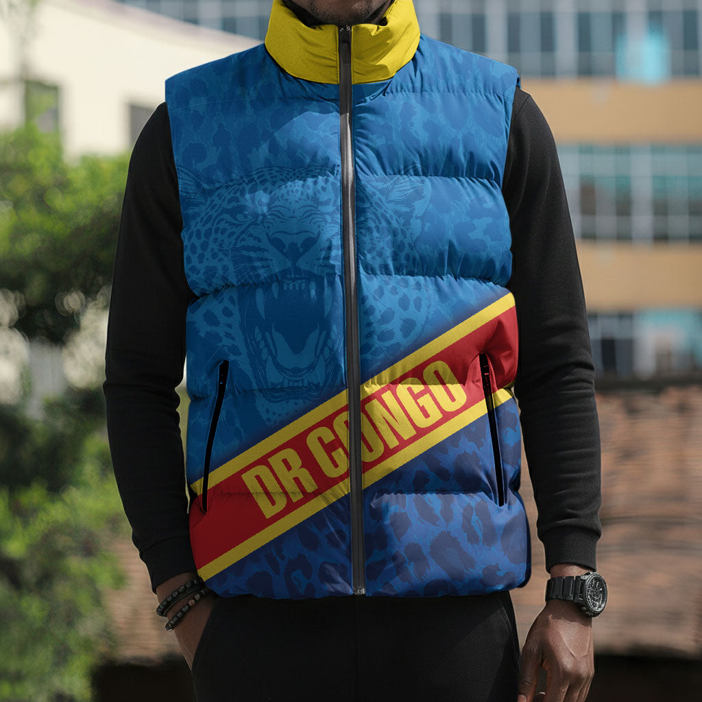 DR Congo Basketball Custom Sleeveless Puffer Jacket 2026 Go Leopards