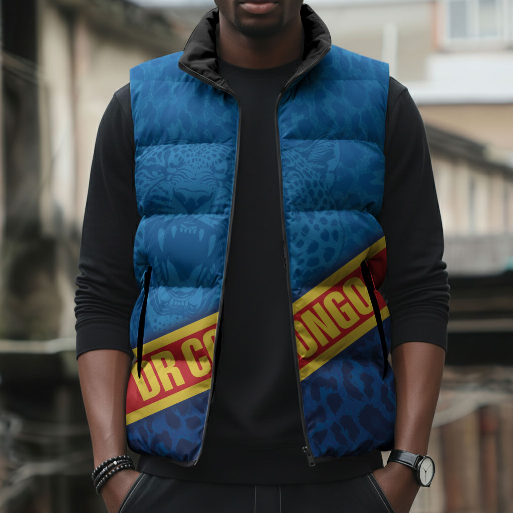 DR Congo Basketball Custom Sleeveless Puffer Jacket 2026 Go Leopards
