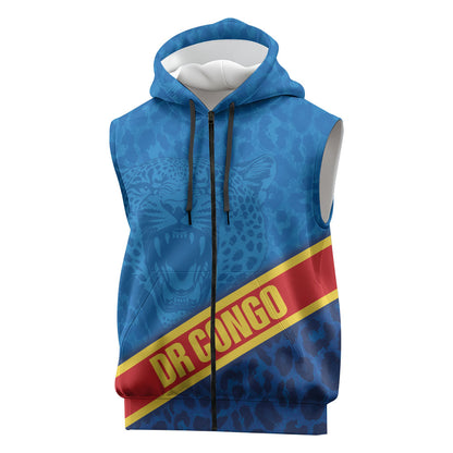 DR Congo Basketball Custom Sleeveless Zip Hoodie 2026 Go Leopards
