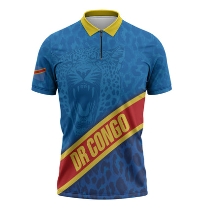DR Congo Basketball Custom Zipper Polo Shirt 2026 Go Leopards