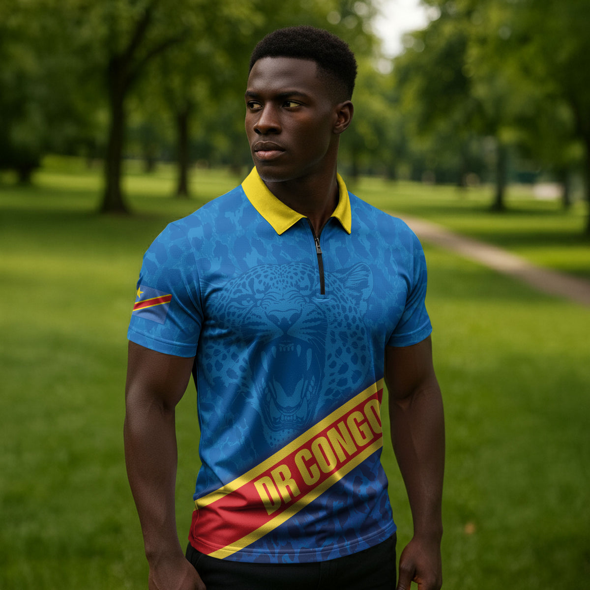 DR Congo Basketball Custom Zipper Polo Shirt 2026 Go Leopards