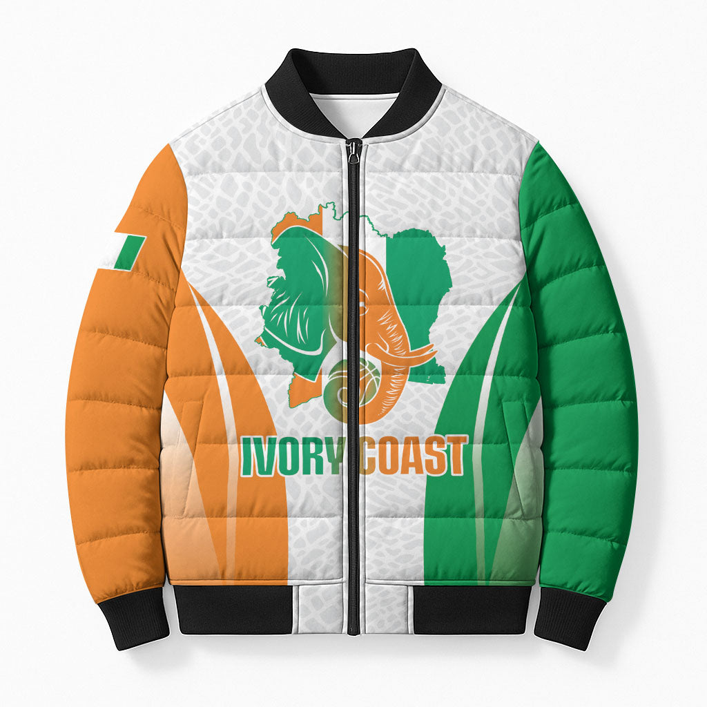 Ivory Coast Basketball Custom Bomber Puffer Jacket 2026 Allez Les Elephants