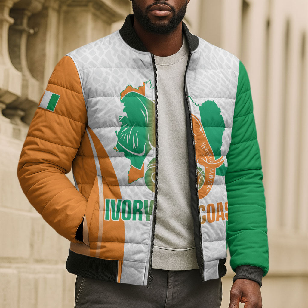 Ivory Coast Basketball Custom Bomber Puffer Jacket 2026 Allez Les Elephants