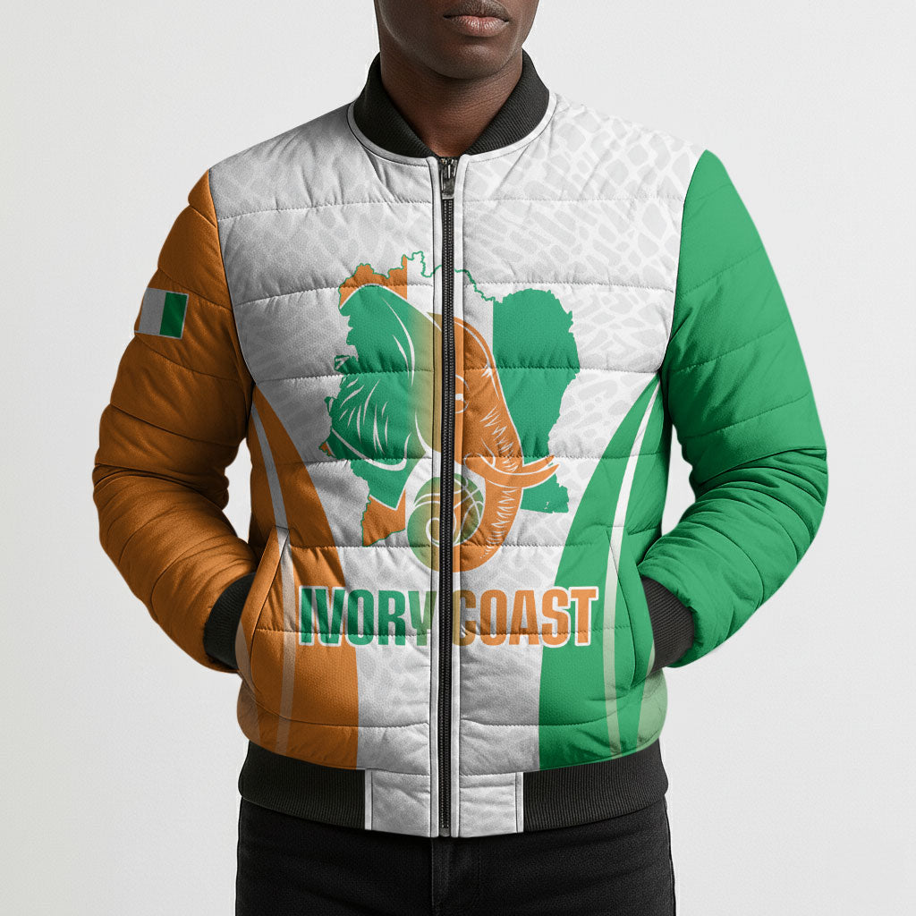 Ivory Coast Basketball Custom Bomber Puffer Jacket 2026 Allez Les Elephants