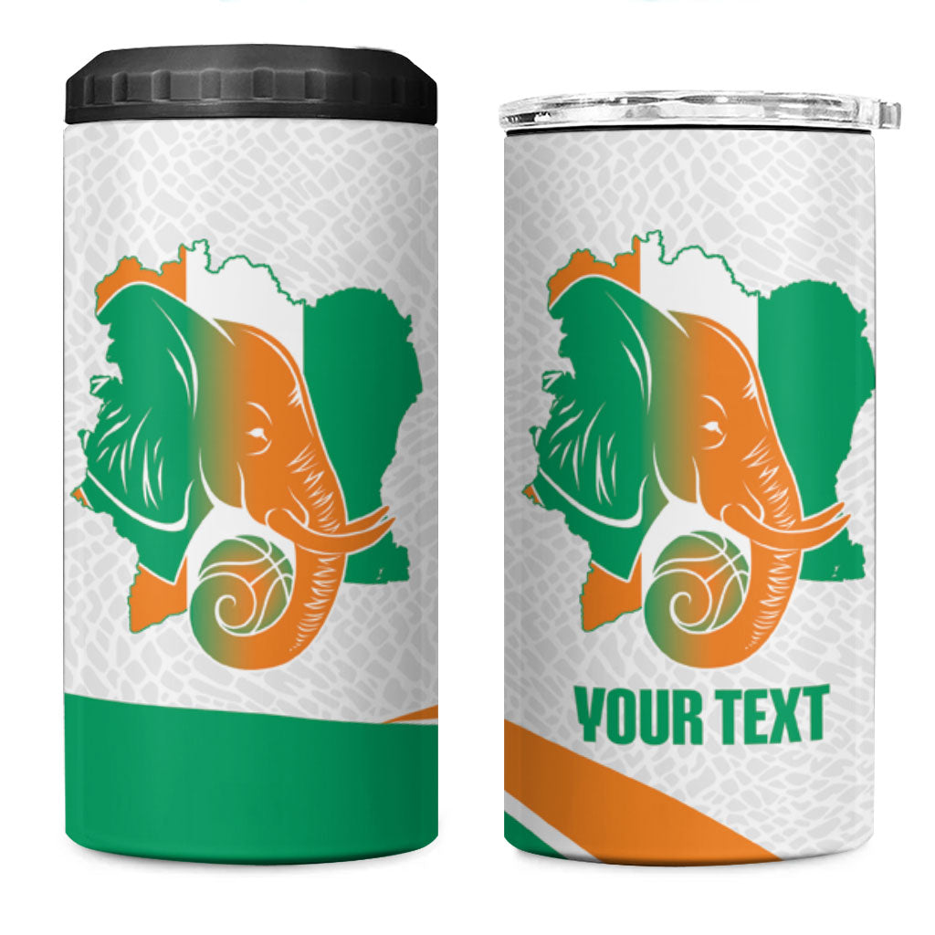 Ivory Coast Basketball Custom 4 in 1 Can Cooler Tumbler 2026 Allez Les Elephants