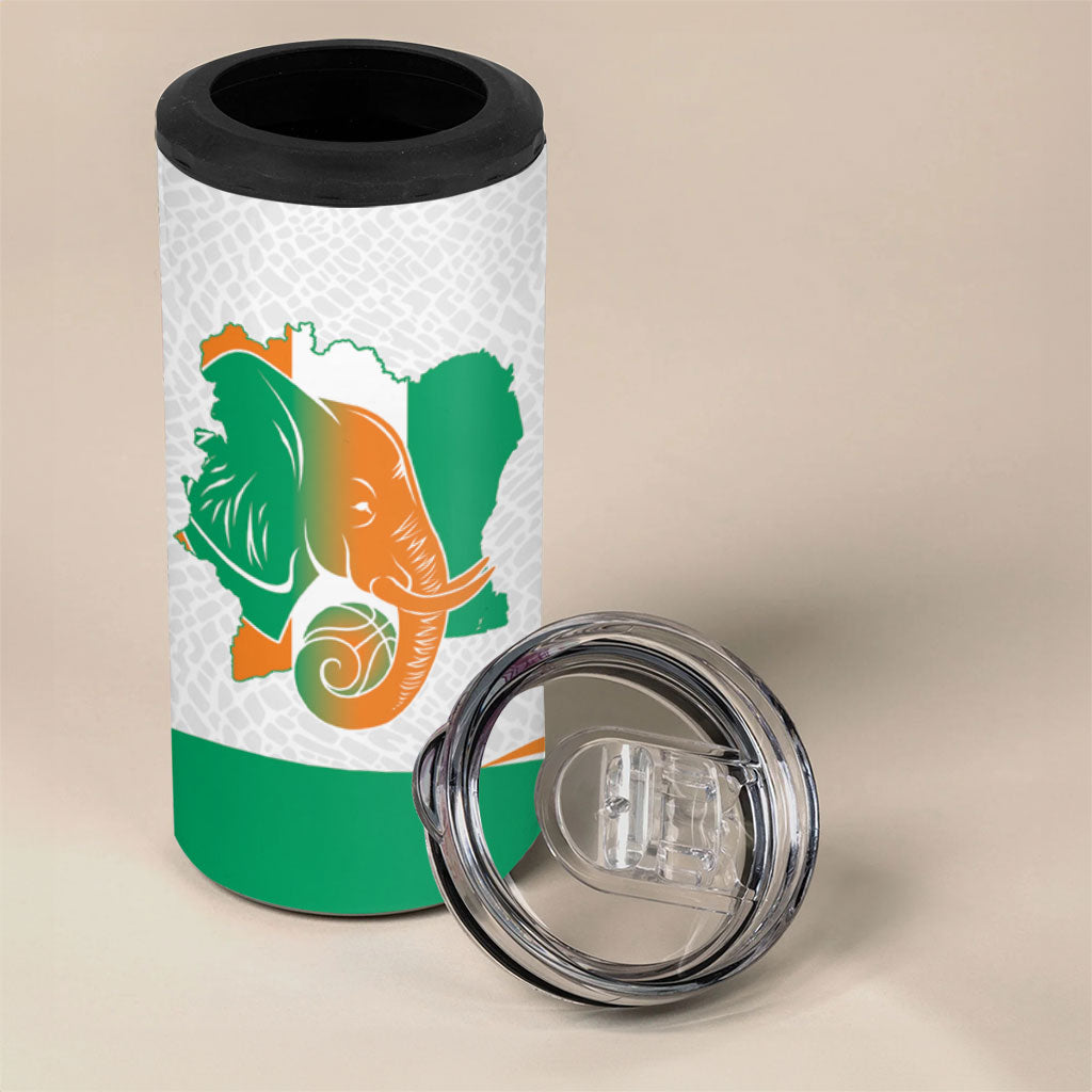 Ivory Coast Basketball Custom 4 in 1 Can Cooler Tumbler 2026 Allez Les Elephants