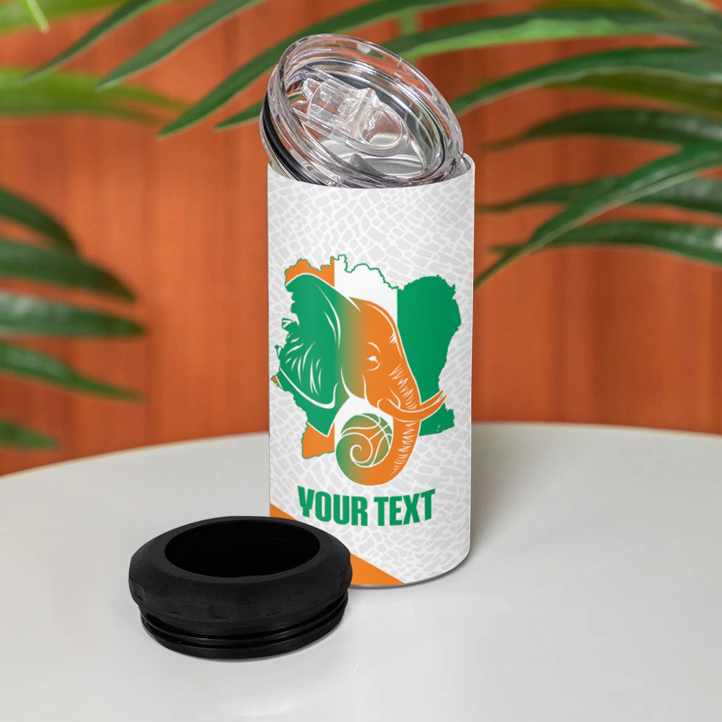 Ivory Coast Basketball Custom 4 in 1 Can Cooler Tumbler 2026 Allez Les Elephants
