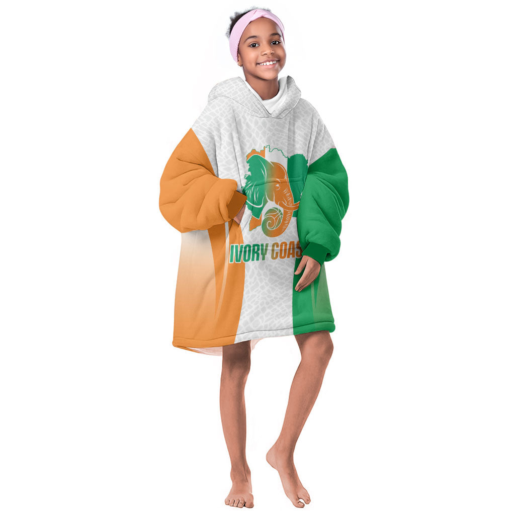 Ivory Coast Basketball Custom Kid Wearable Blanket Hoodie 2026 Allez Les Elephants