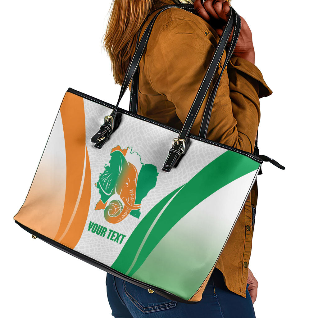 Ivory Coast Basketball Custom Leather Tote Bag 2026 Allez Les Elephants