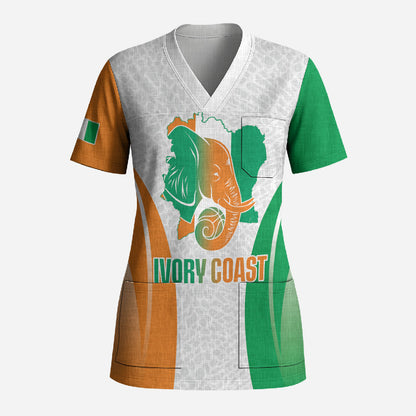 Ivory Coast Basketball Custom Scrub Top 2026 Allez Les Elephants
