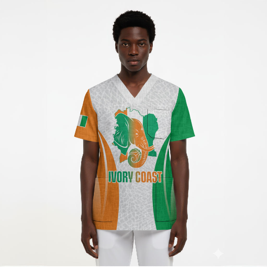 Ivory Coast Basketball Custom Scrub Top 2026 Allez Les Elephants