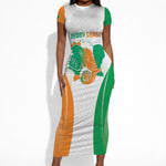 Ivory Coast Basketball Custom Short Sleeve Bodycon Dress 2026 Allez Les Elephants