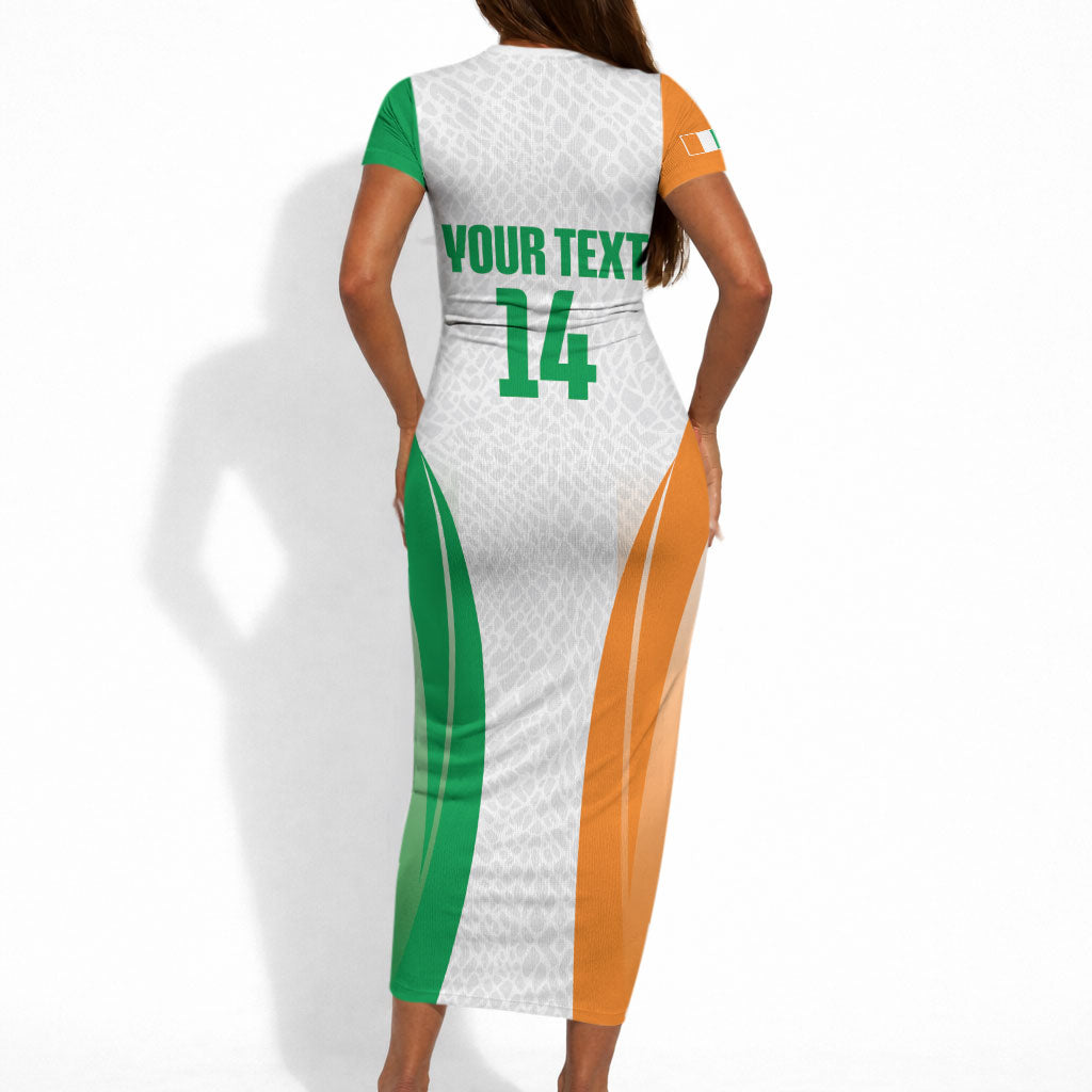 Ivory Coast Basketball Custom Short Sleeve Bodycon Dress 2026 Allez Les Elephants