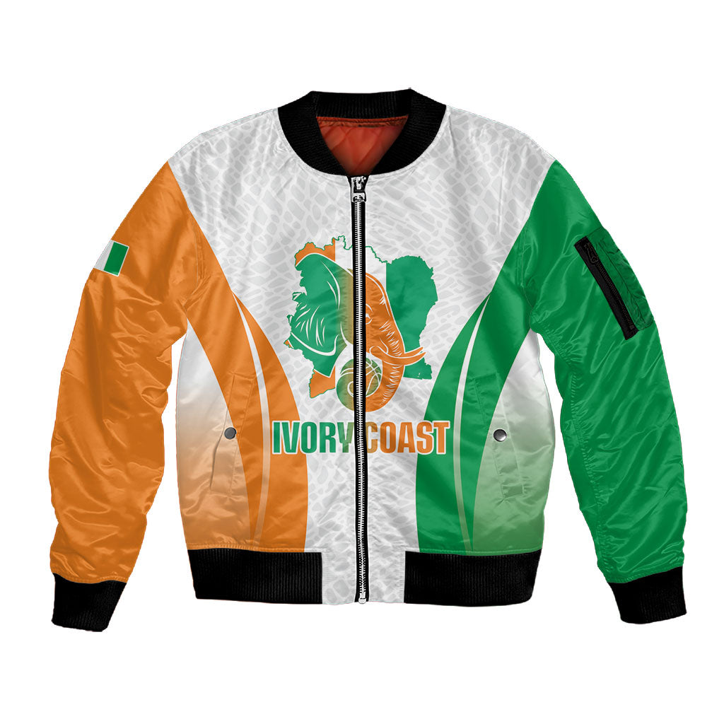 Ivory Coast Basketball Custom Sleeve Zip Bomber Jacket 2026 Allez Les Elephants