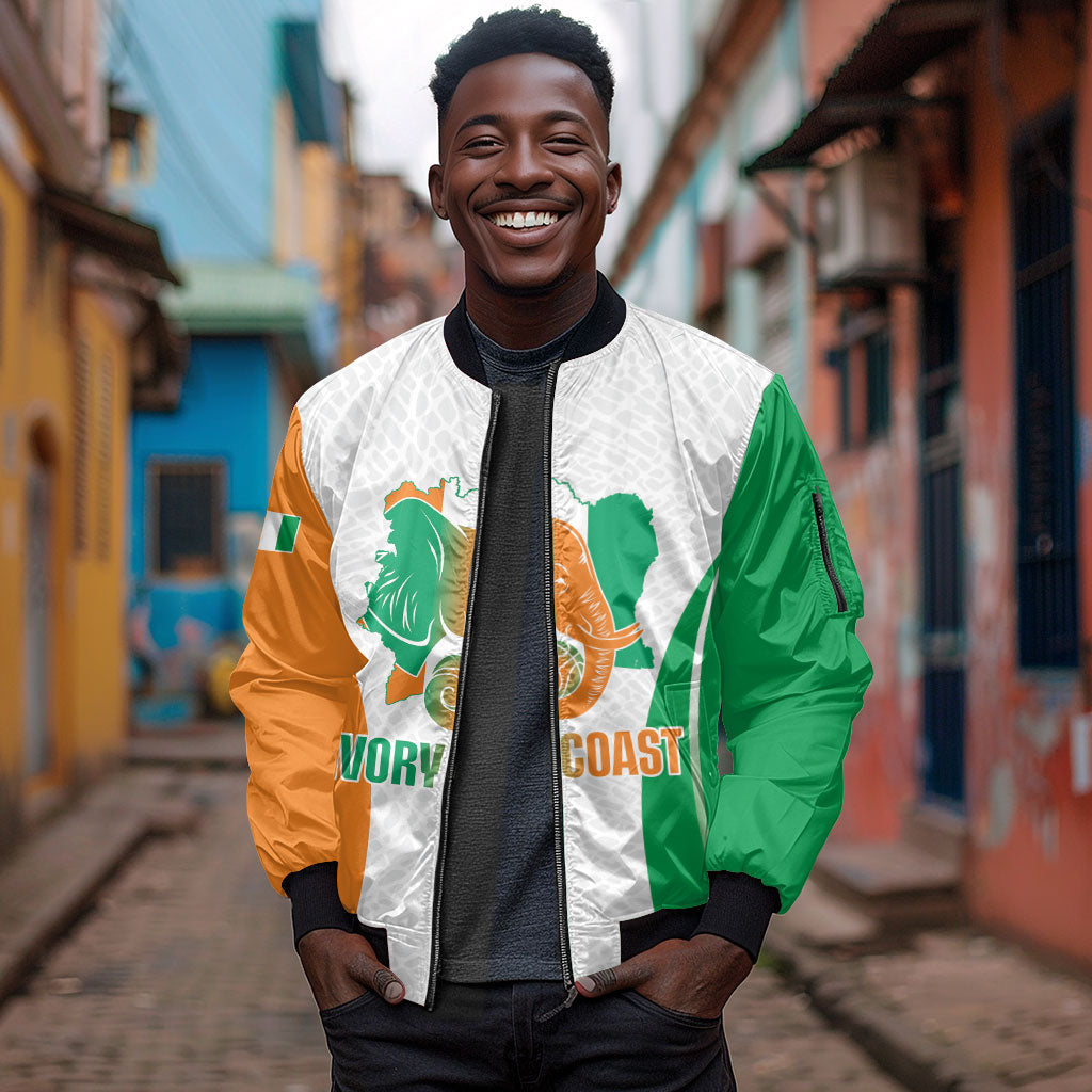 Ivory Coast Basketball Custom Sleeve Zip Bomber Jacket 2026 Allez Les Elephants