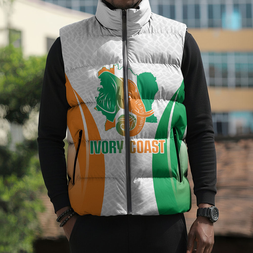 Ivory Coast Basketball Custom Sleeveless Puffer Jacket 2026 Allez Les Elephants