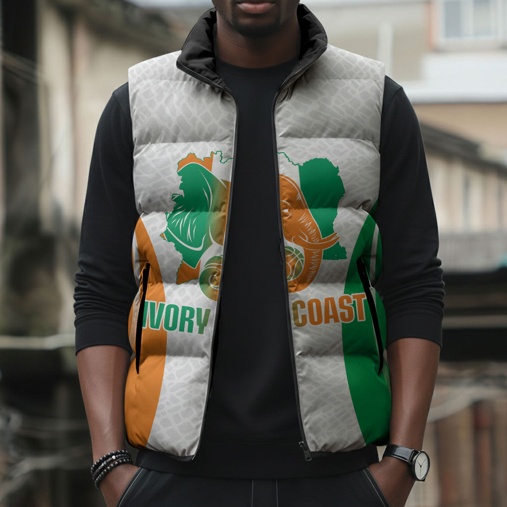 Ivory Coast Basketball Custom Sleeveless Puffer Jacket 2026 Allez Les Elephants