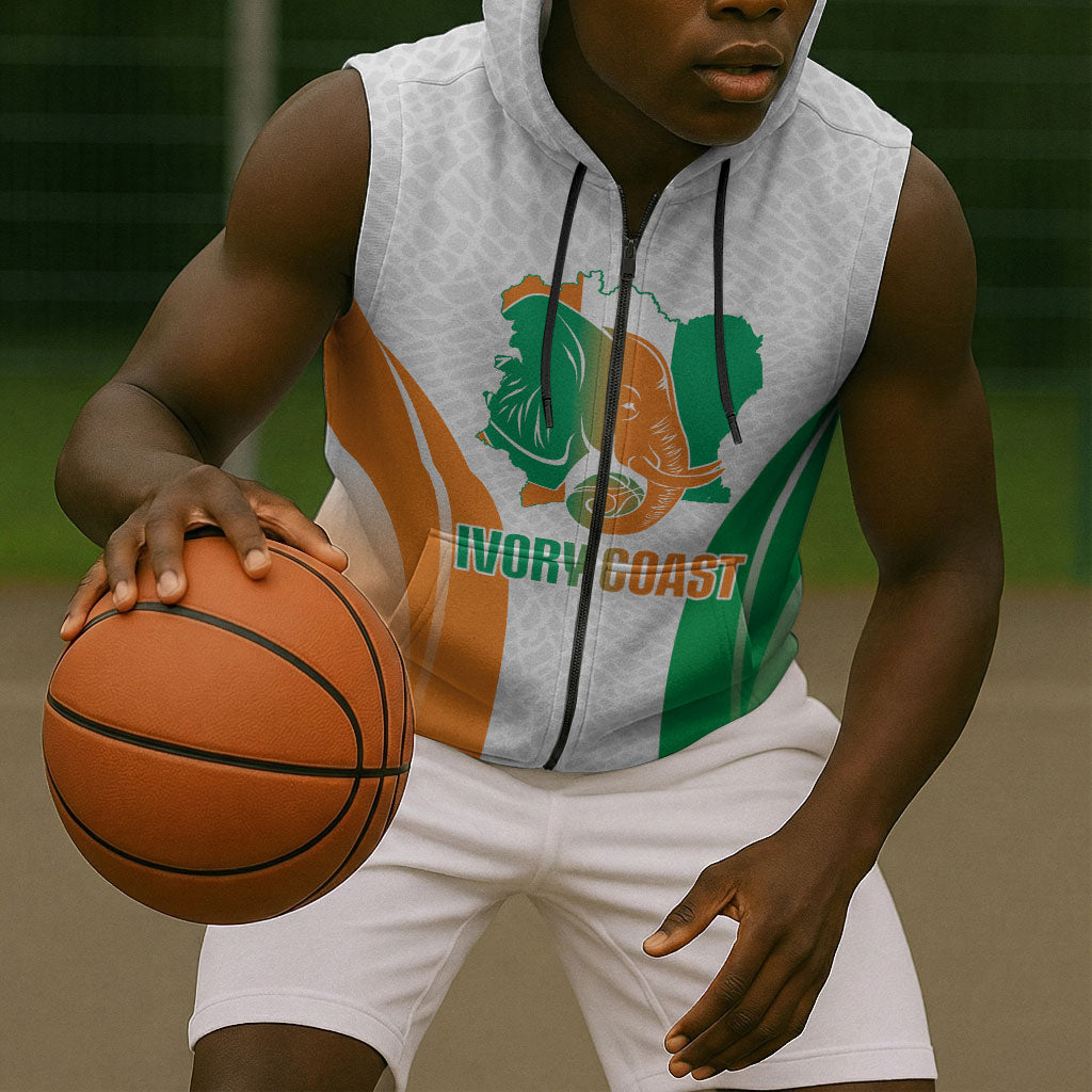 Ivory Coast Basketball Custom Sleeveless Zip Hoodie 2026 Allez Les Elephants