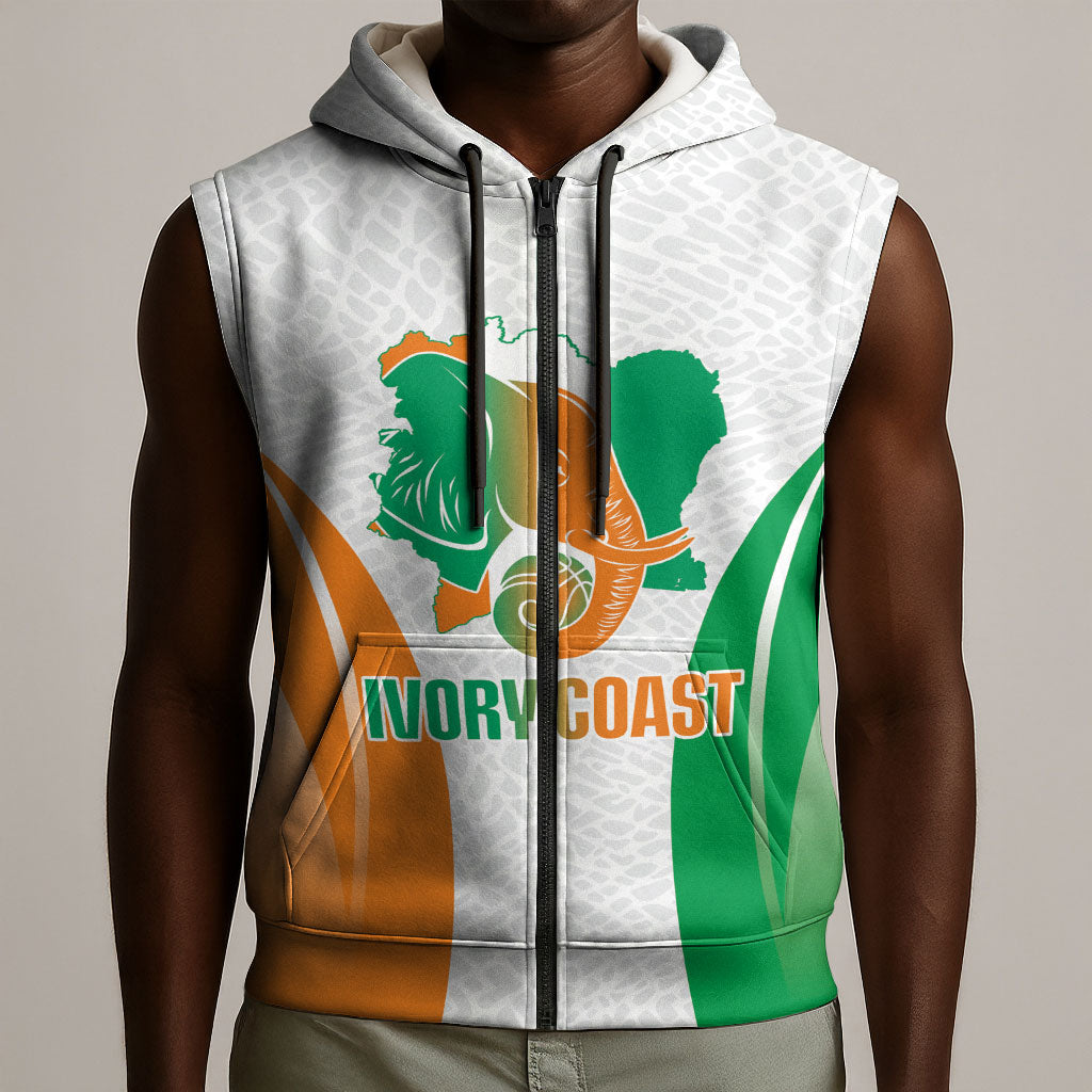 Ivory Coast Basketball Custom Sleeveless Zip Hoodie 2026 Allez Les Elephants