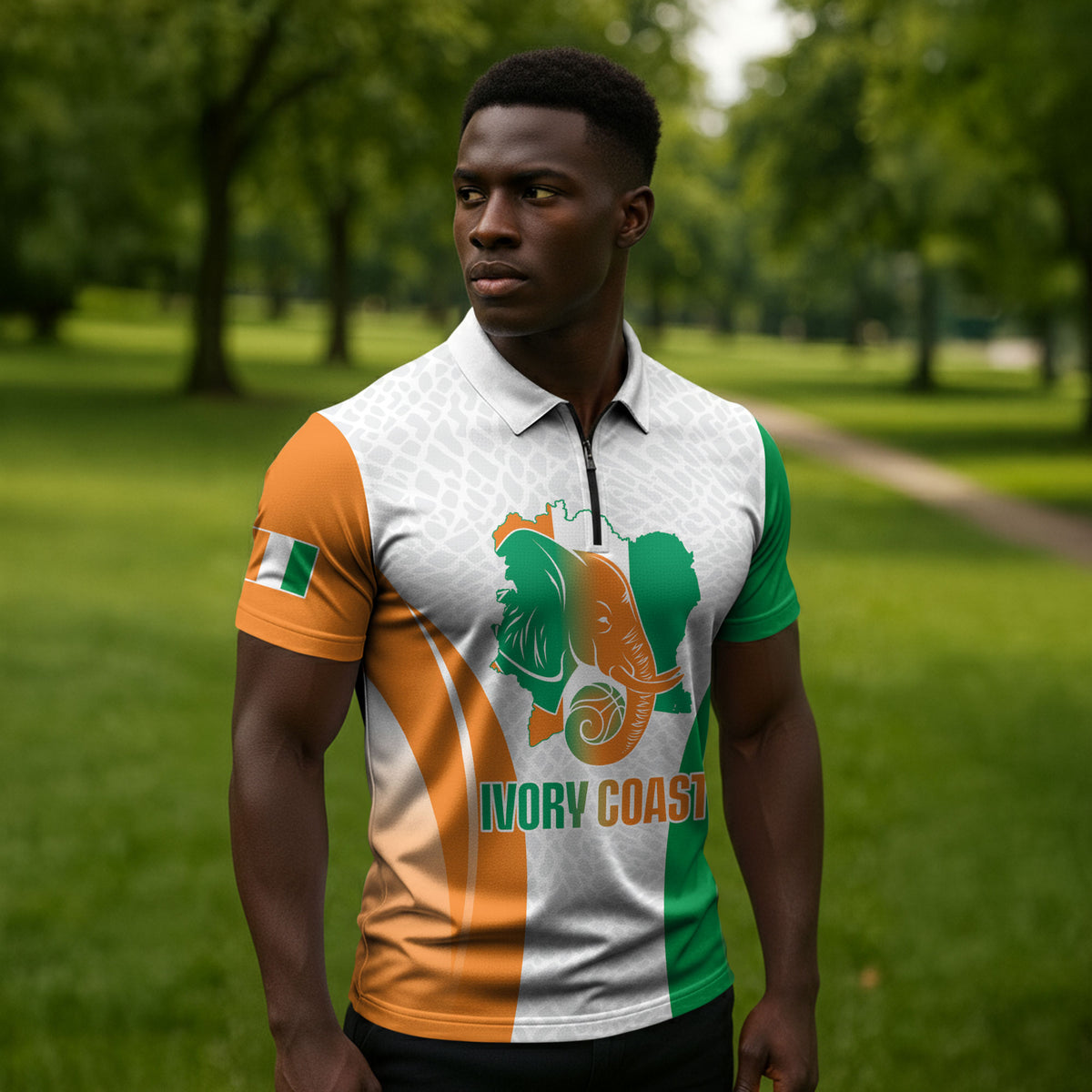 Ivory Coast Basketball Custom Zipper Polo Shirt 2026 Allez Les Elephants