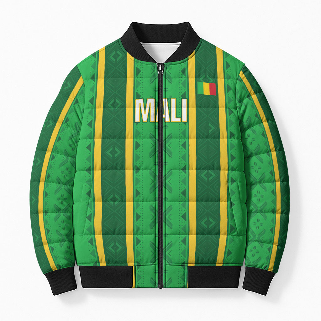 Mali Basketball Custom Bomber Puffer Jacket Mud Cloth Bogolan Pattern