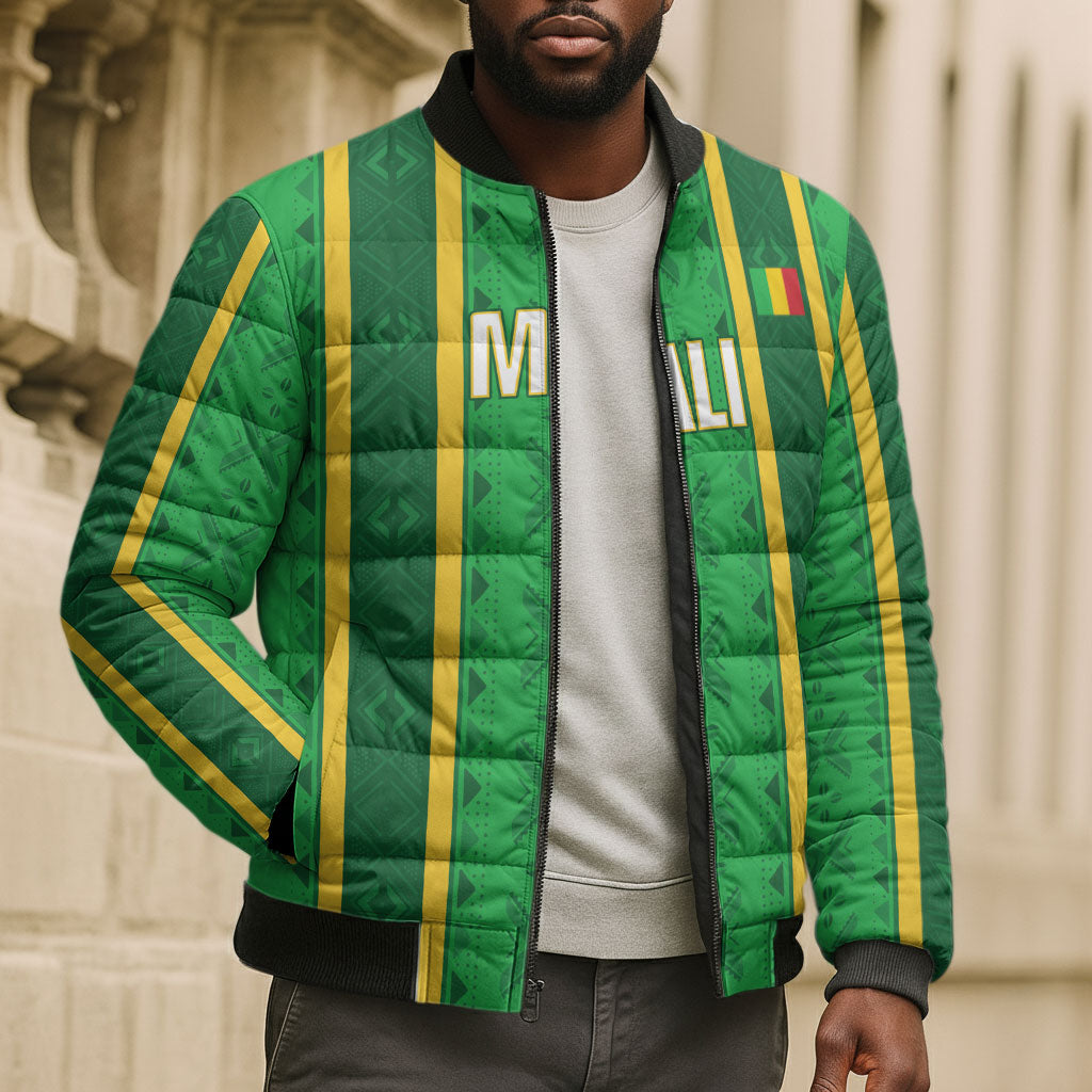 Mali Basketball Custom Bomber Puffer Jacket Mud Cloth Bogolan Pattern