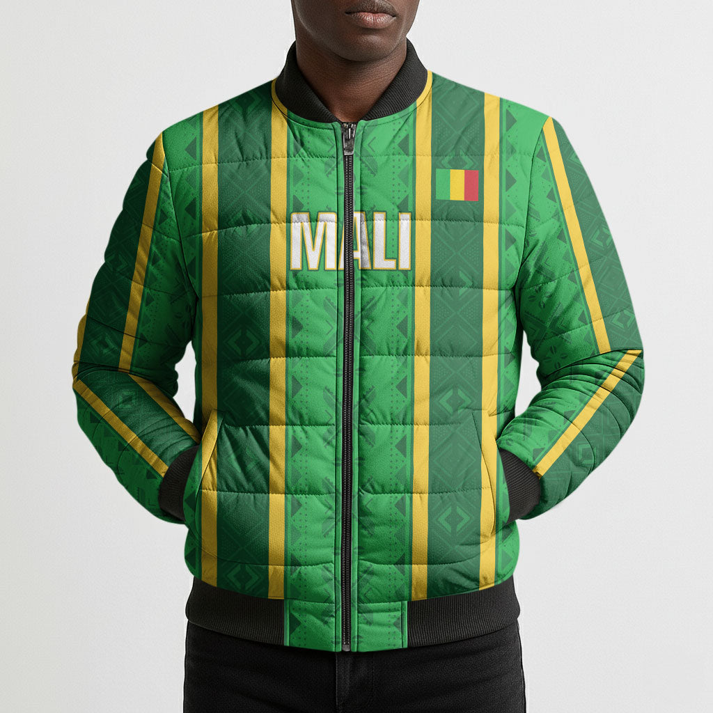 Mali Basketball Custom Bomber Puffer Jacket Mud Cloth Bogolan Pattern
