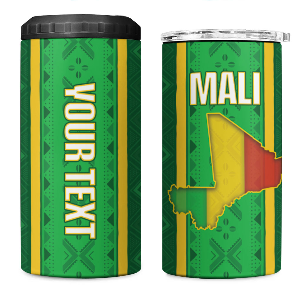 Mali Basketball Custom 4 in 1 Can Cooler Tumbler Mud Cloth Bogolan Pattern