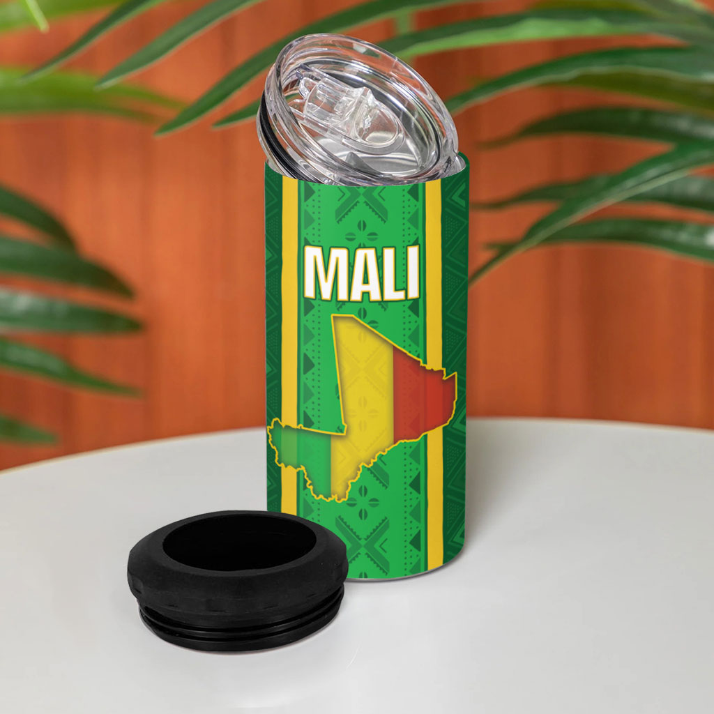 Mali Basketball Custom 4 in 1 Can Cooler Tumbler Mud Cloth Bogolan Pattern