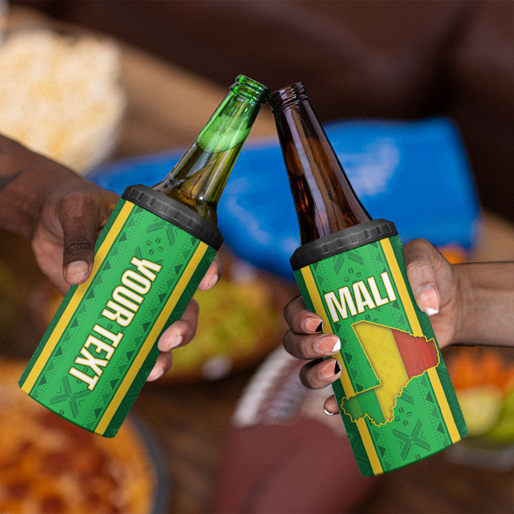 Mali Basketball Custom 4 in 1 Can Cooler Tumbler Mud Cloth Bogolan Pattern