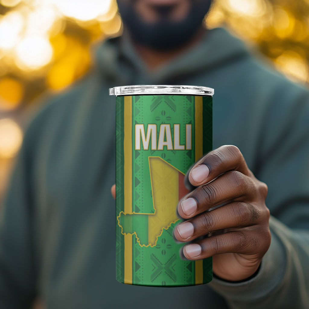 Mali Basketball Custom 4 in 1 Can Cooler Tumbler Mud Cloth Bogolan Pattern