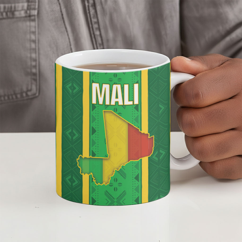 Mali Basketball Custom Ceramic Mug Mud Cloth Bogolan Pattern
