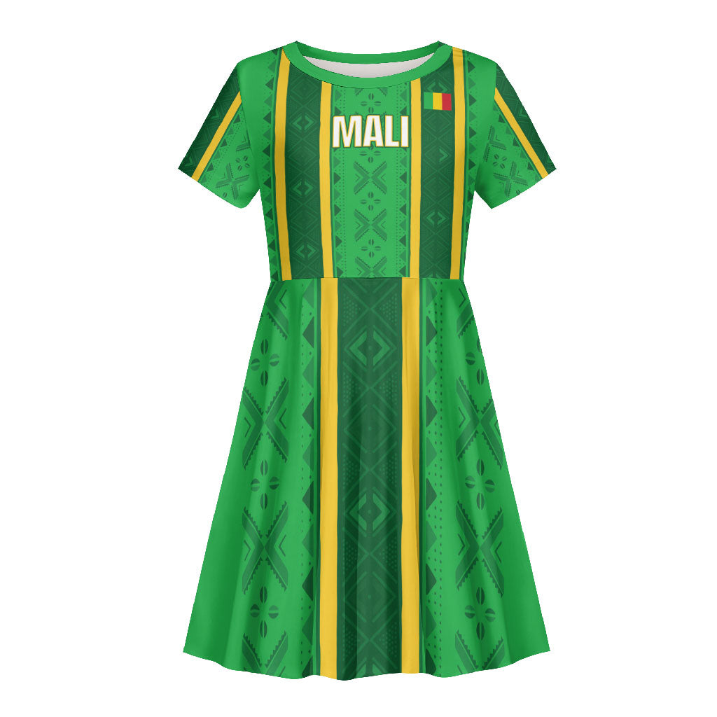 Mali Basketball Custom Kid Short Sleeve Dress Mud Cloth Bogolan Pattern