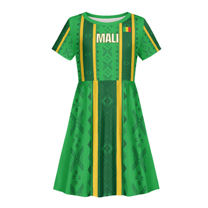 Mali Basketball Custom Kid Short Sleeve Dress Mud Cloth Bogolan Pattern