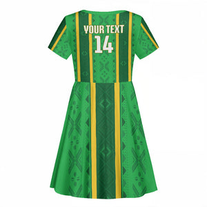 Mali Basketball Custom Kid Short Sleeve Dress Mud Cloth Bogolan Pattern