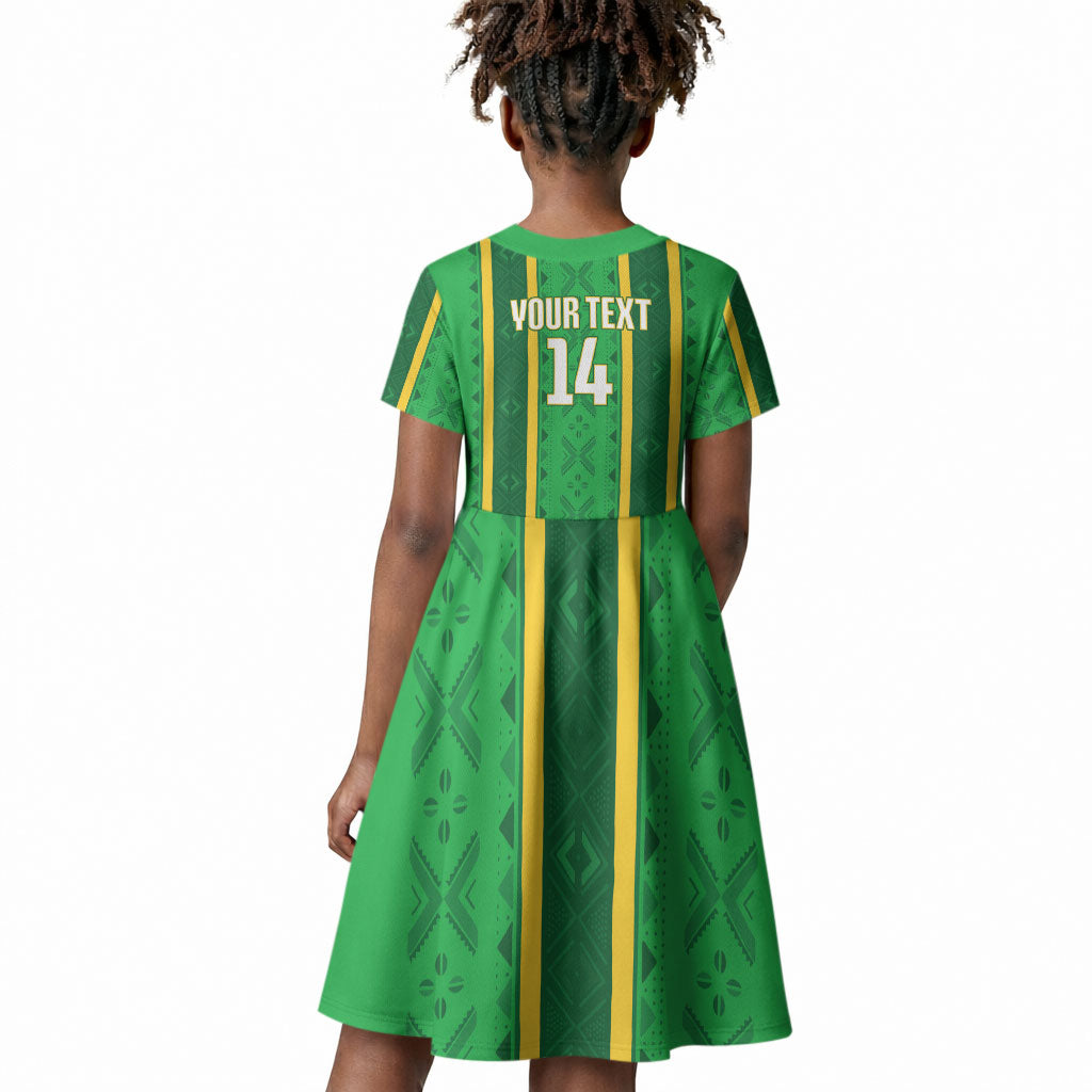 Mali Basketball Custom Kid Short Sleeve Dress Mud Cloth Bogolan Pattern
