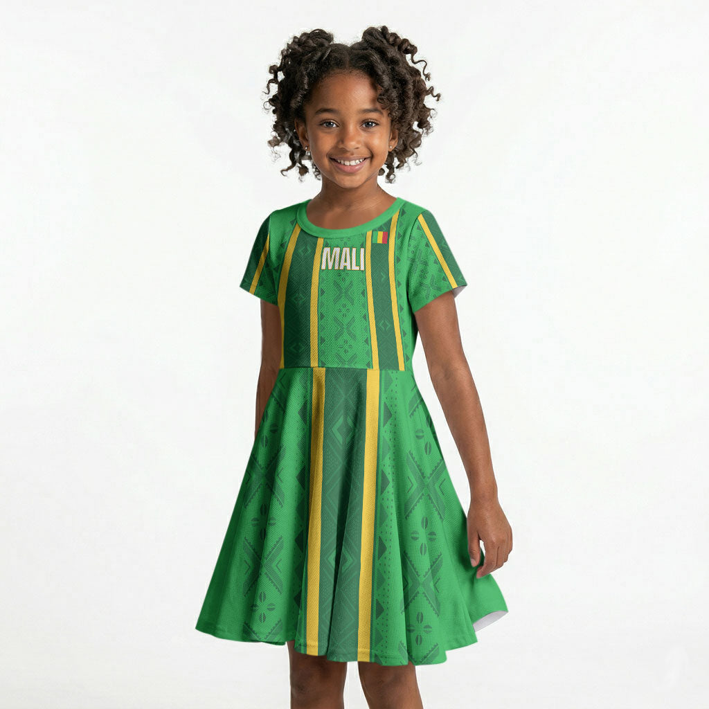 Mali Basketball Custom Kid Short Sleeve Dress Mud Cloth Bogolan Pattern