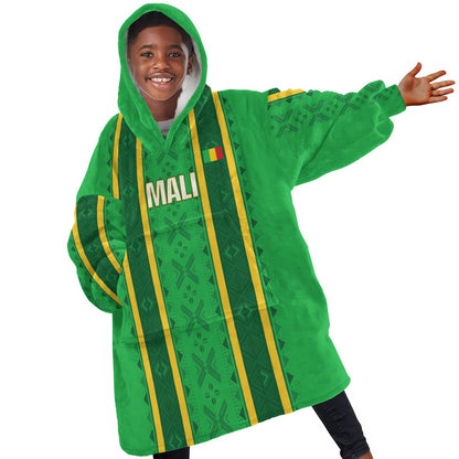 Mali Basketball Custom Kid Wearable Blanket Hoodie Mud Cloth Bogolan Pattern