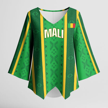 Mali Basketball Custom Kimono Sleeve Blouse Mud Cloth Bogolan Pattern