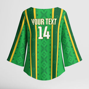 Mali Basketball Custom Kimono Sleeve Blouse Mud Cloth Bogolan Pattern