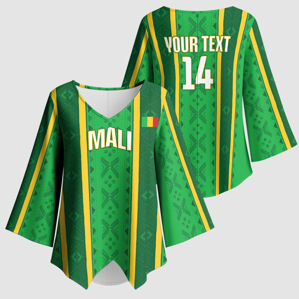 Mali Basketball Custom Kimono Sleeve Blouse Mud Cloth Bogolan Pattern