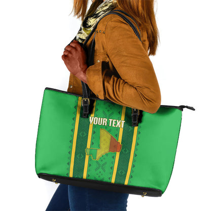 Mali Basketball Custom Leather Tote Bag Mud Cloth Bogolan Pattern