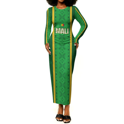 Mali Basketball Custom Long Sleeve Bodycon Dress Mud Cloth Bogolan Pattern